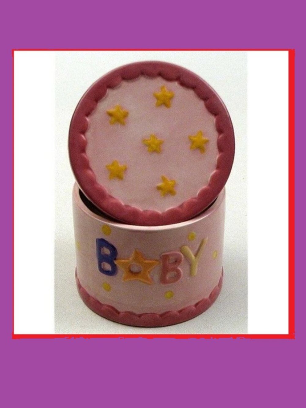 Ceramic Baby Trinket Box 4" tall by 3 1/2" wide 30247